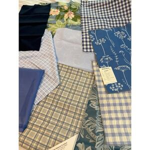 VTG Lot of 11 shades of blue print designs fabrics‎ remnants samples quality new